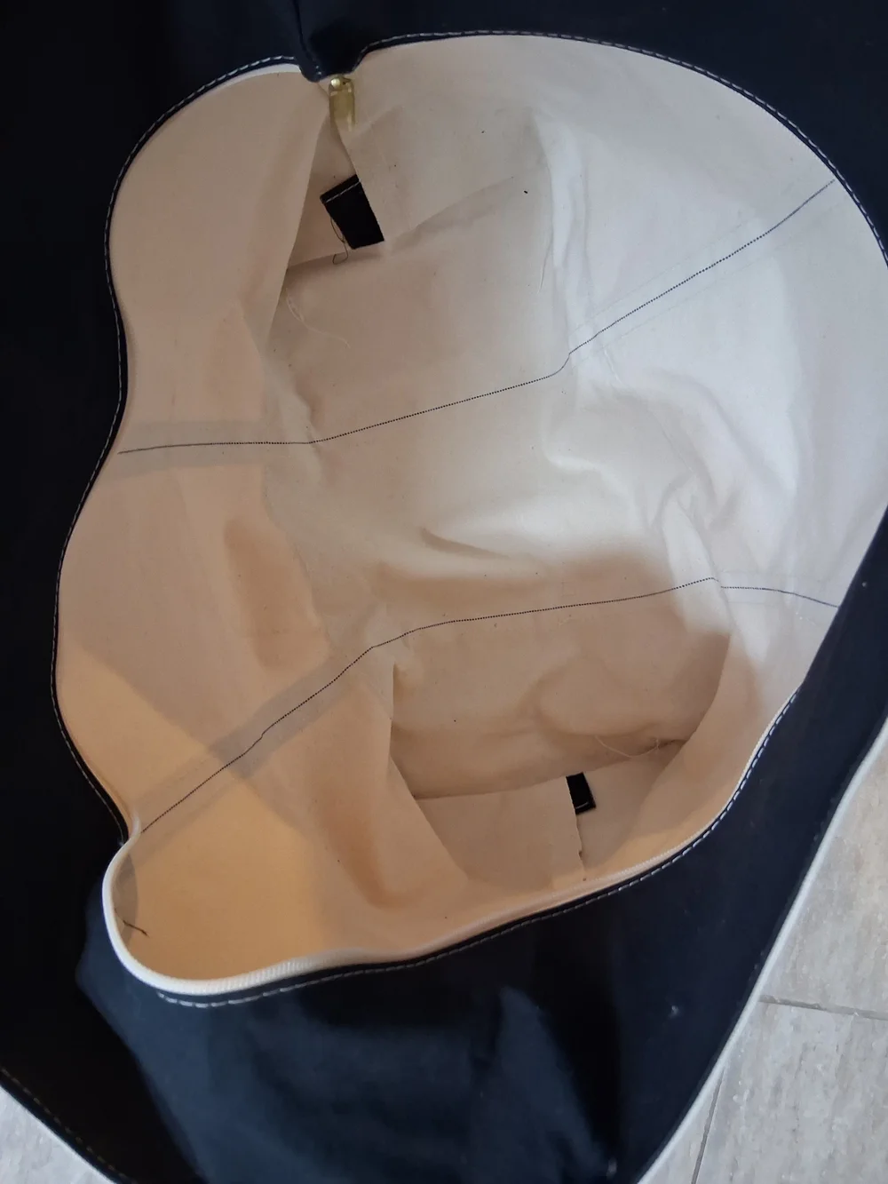 Vintage LL Bean Boat and Tote Navy Blue White Canvas Large USA Made Zip Top